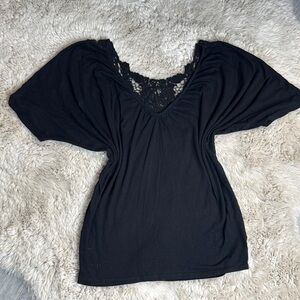 Express Black Lace Detail Top